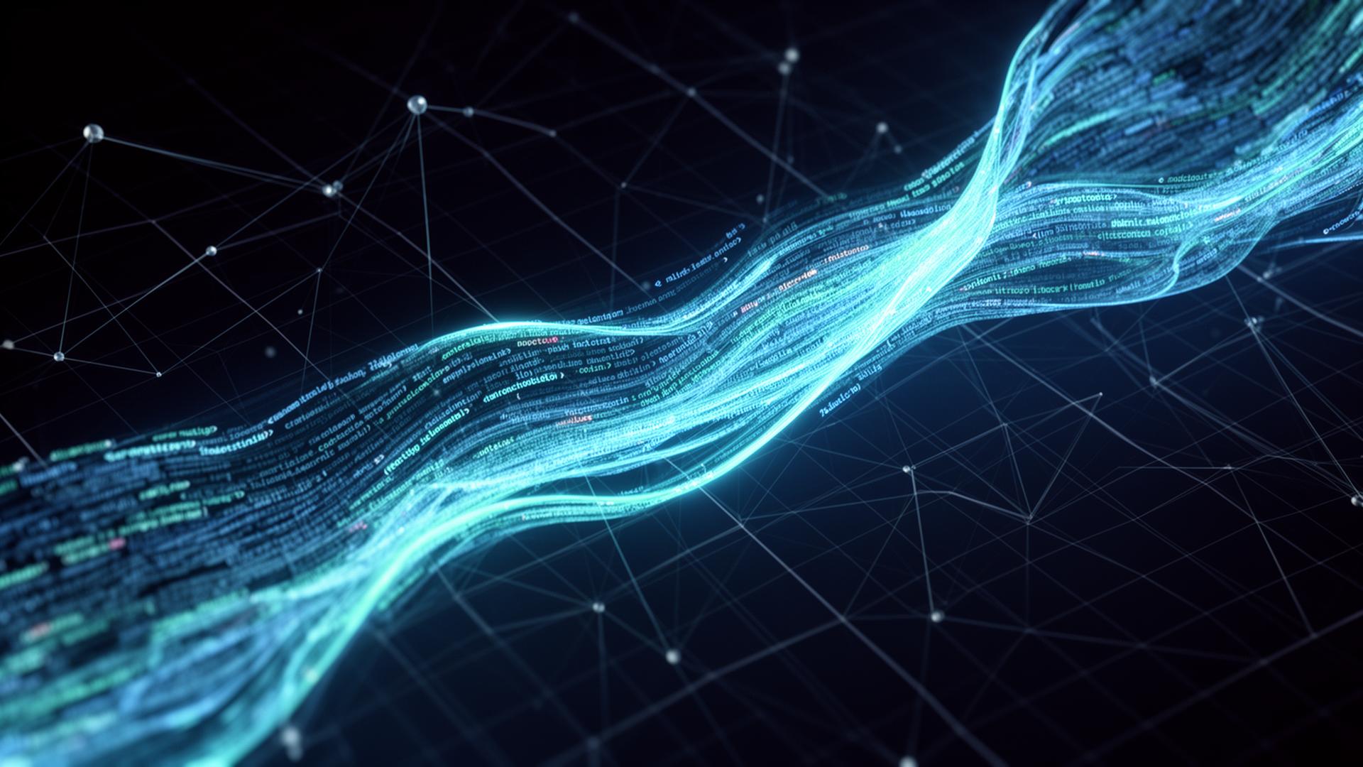 Abstracte visualisatie van datastromen en code